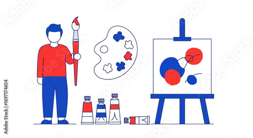 Creative Artistic Illustration, Ideal for Art Education Websites, Design Blogs, and Promotional Materials for Art Supplies or Art Classes
