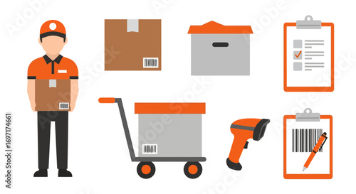 Delivery Service Illustration Set: Streamlining Logistics for E-commerce, Promotional Materials, and Website Graphics, Enhancing User Experience and Brand Communication