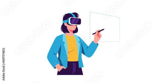 Virtual Reality Design Illustration, Ideal for Technology Blogs, Educational Materials on VR, and Marketing Materials for VR Products