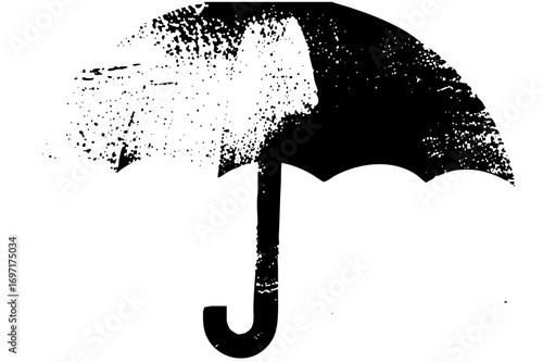 Vector Black umbrella with distressed texture.