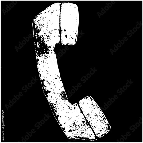 Vector Distressed handset receiver with textured effect.