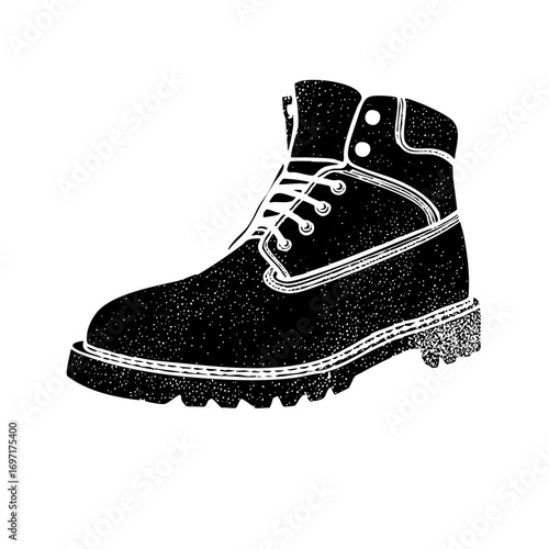 Vector Detailed of a sturdy laced boot.