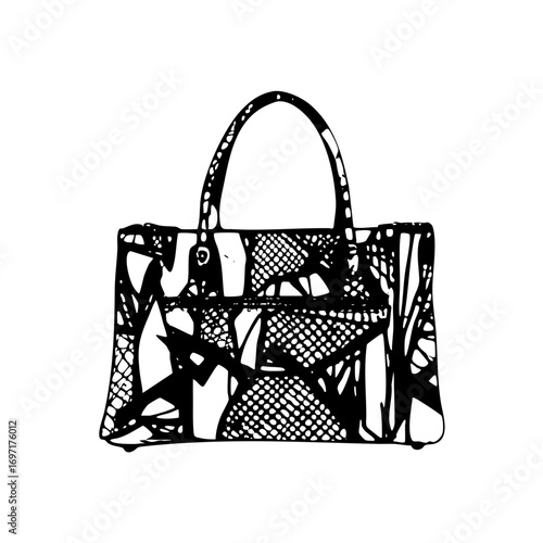 Vector Elegant handbag with textured details.