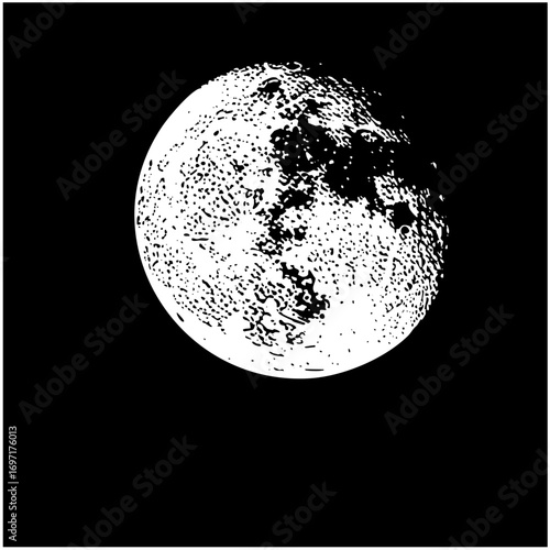 Vector Detailed lunar surface depicts craters and textures.