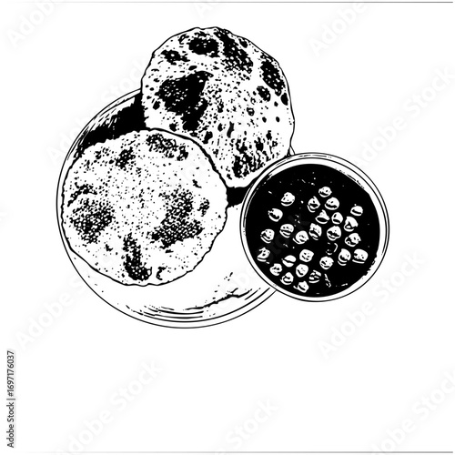Vector Fried Dough Spheres with Berry Sauce