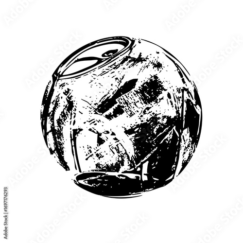 Vector Crushed aluminum can depicts waste and recycling.