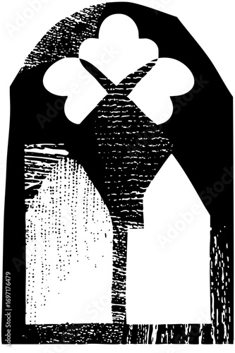 Vector Ornate Gothic Window with Trefoil
