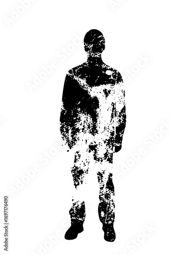 Vector Abstract dissolving man silhouette .