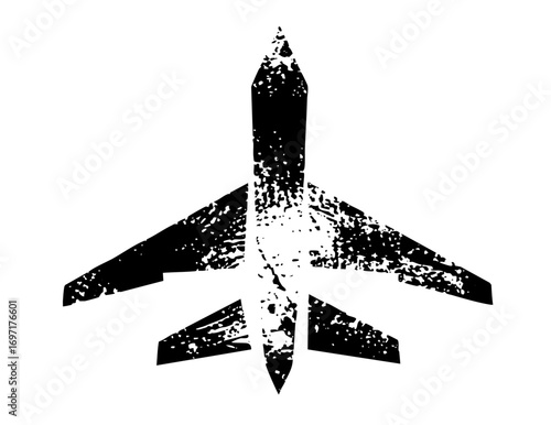 Vector Distressed jet aircraft silhouette .