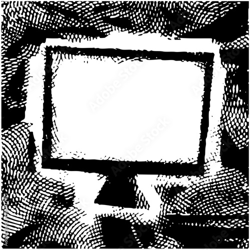 Vector Digital display with blank screen framed by hands
