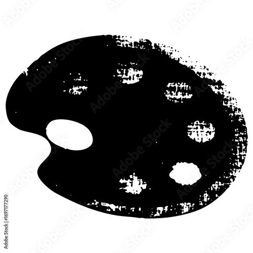 Vector Black artist palette with paint splatters .