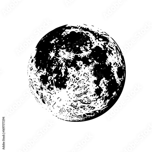 Vector Detailed monochrome of a lunar surface.