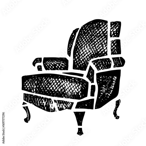 Vector Vintage armchair with textured details.
