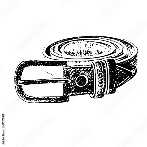 Vector Detailed of a classic leather belt with a metal buckle.