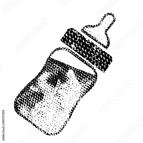 Vector Detailed of a baby bottle with a textured .