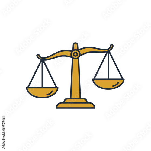 Golden scales of justice symbolizing balance and fairness in a minimalist design