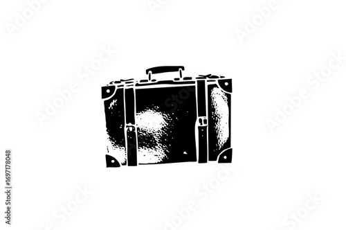 Vector Vintage suitcase with a peekaboo puppy inside.