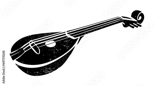 Vector Vintage stringed instrument featuring a pear-shaped body and tuning pegs.