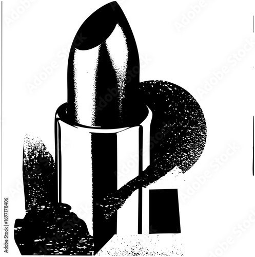 Vector Elegant lipstick with swirling ribbon .
