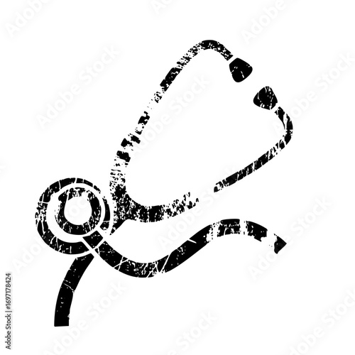 Vector Distressed medical stethoscope .