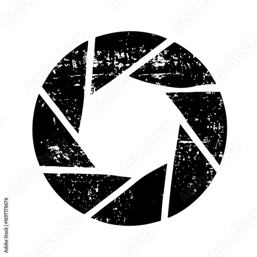 Vector Distressed aperture depicts a camera lens opening.