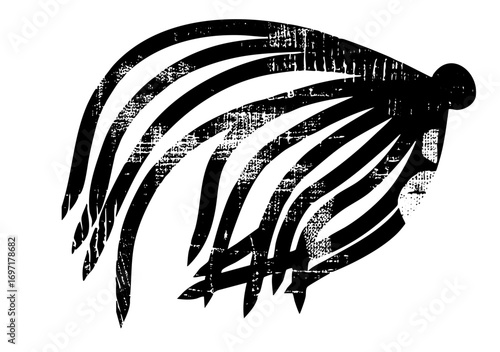 Vector Abstract cephalopod with flowing tentacles.