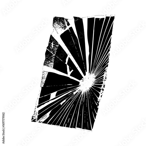 Vector Shattered glass fragment with radiating cracks .