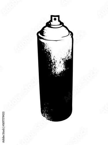Vector Black and white of a cylindrical spray can.