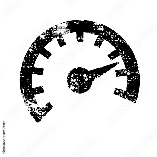Vector Distressed speedometer displays speed and measurement.
