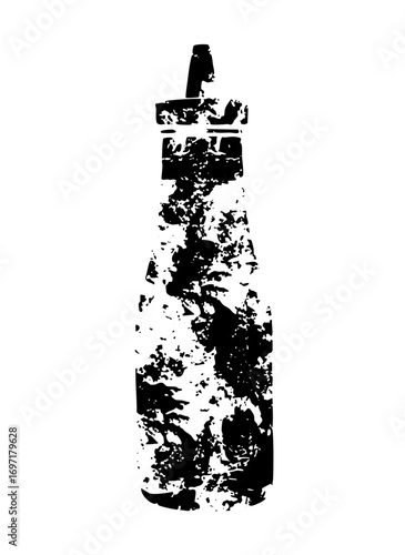 Vector Black silhouette of a condiment bottle with a dispensing top.