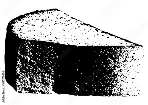 Vector Rustic cheese wedge with textured surface.