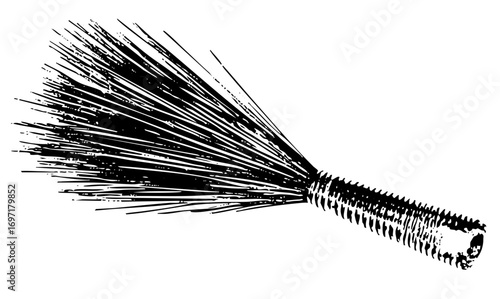 Vector Detailed of a sweeping broom with textured bristles.