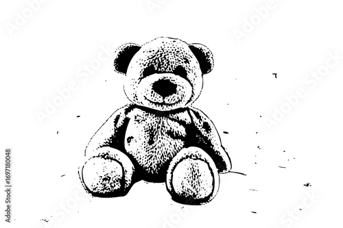 Vector Charming teddy bear in a speckled style.
