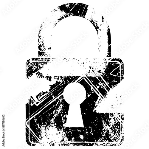 Vector Distressed lock with keyhole opening.