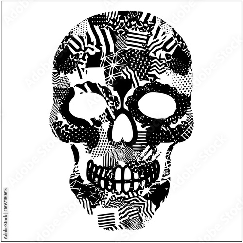 Vector Intricate skull composed of diverse geometric .