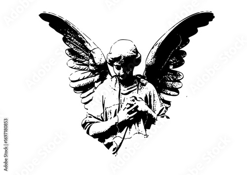 Vector Elegant statue with detailed wings.