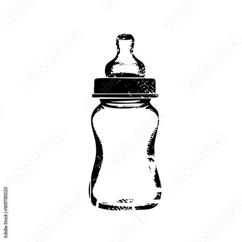 Vector Black silhouette of a baby bottle .