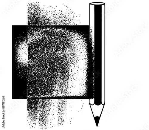Vector Pencil drawing a dissolving portrait