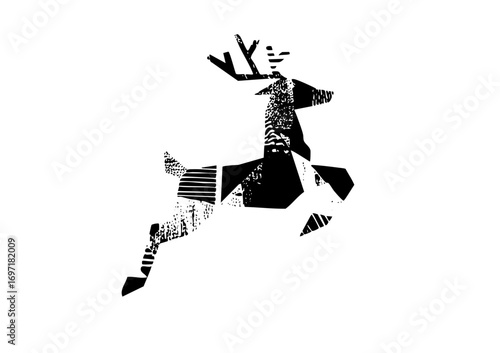 Vector Dynamic leaping deer with geometric shapes.