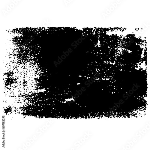 Vector Abstract black distressed rectangle shape with grainy texture.