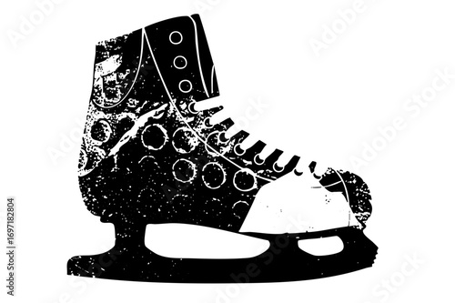 Vector Vintage ice skate with textured detailing.