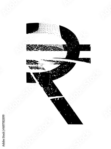 Vector Abstract monetary symbol with distressed texture.
