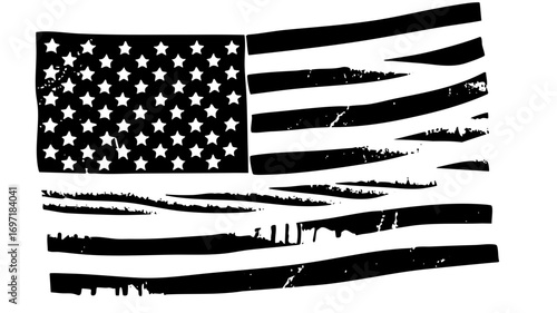 Vector Distressed American flag with stars and stripes.
