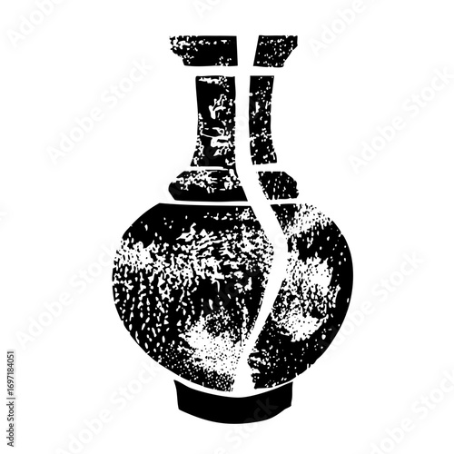 Vector Broken ceramic vase with distressed texture.