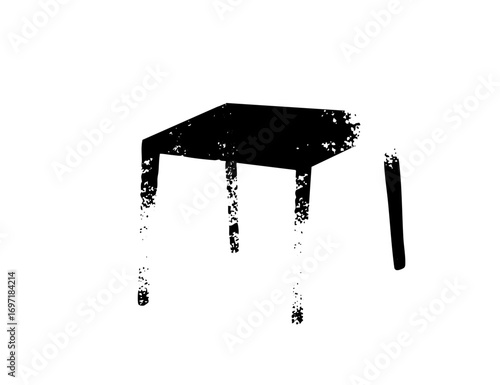 Vector Abstract black vector of a collapsing table.