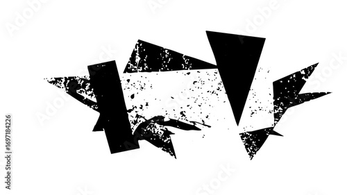 Vector Abstract black shapes create a dynamic fragmented .