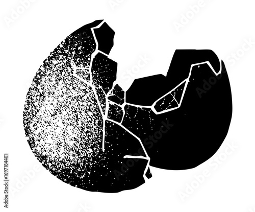 Vector Broken eggshell fragments depict new beginnings and fragility.