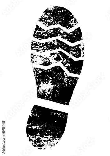 Vector Detailed footwear impression depicts a rugged sole .