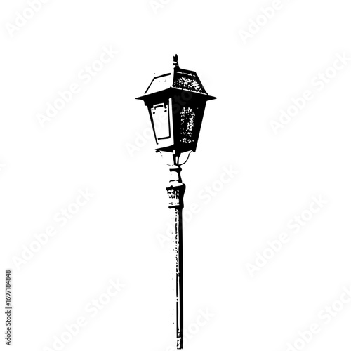 Vector Vintage street lamp with ornate details.