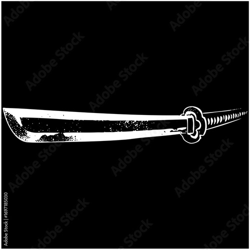 Vector Detailed of a traditional Japanese katana sword.